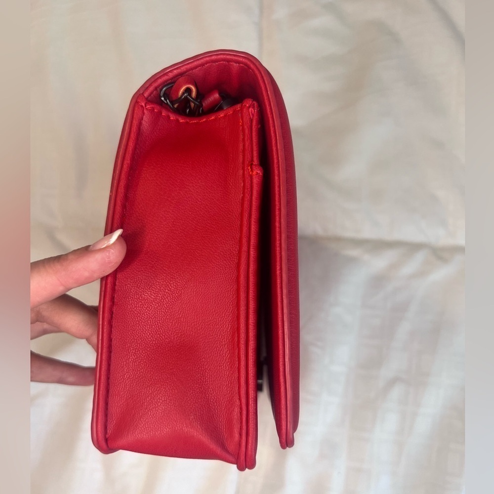 Badgley Mischka Red Pleated Crossbody/Clutch - Picture 11 of 12